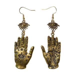 Fatima Palm Boho Earrings Dangle Retro Silver Y2K Jewelry Boheme